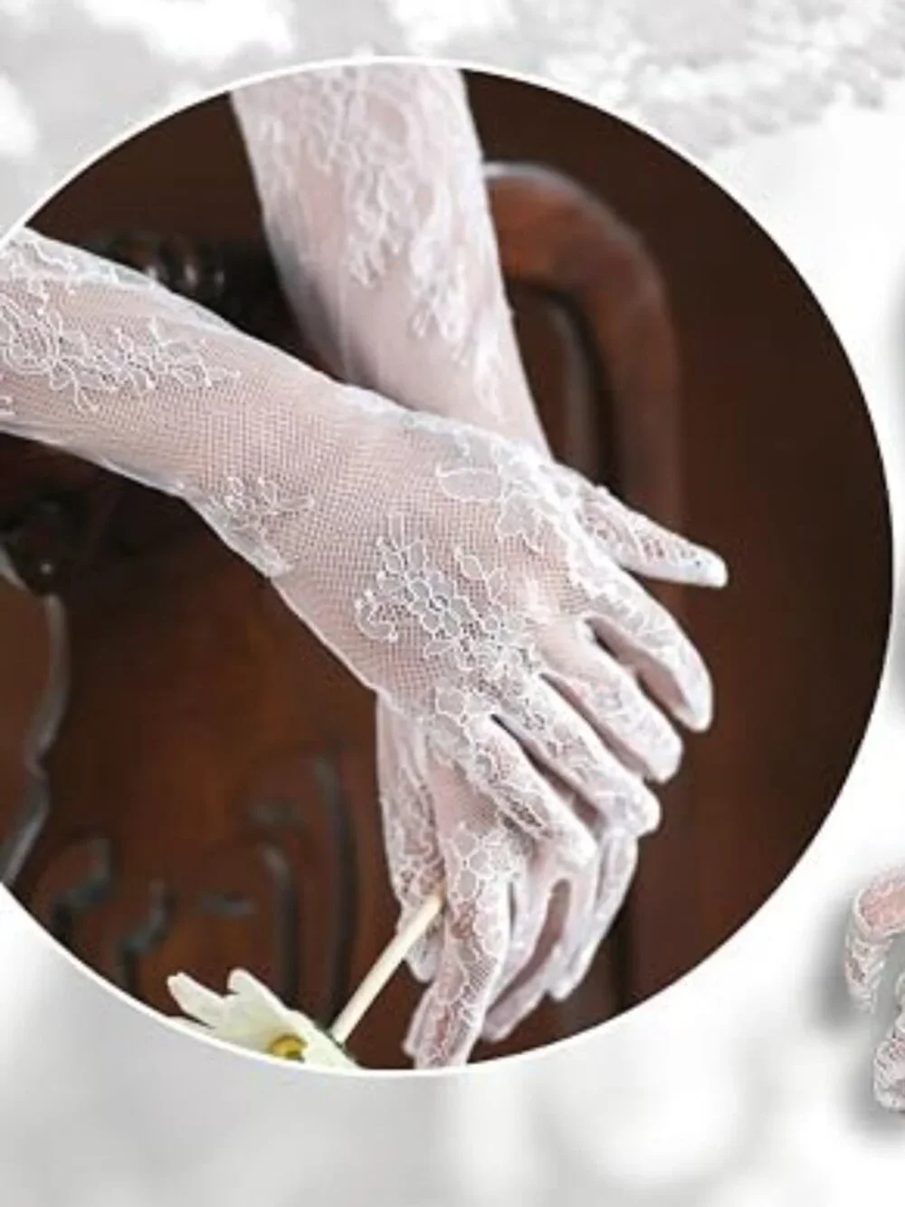 Long Lace Wedding Gloves